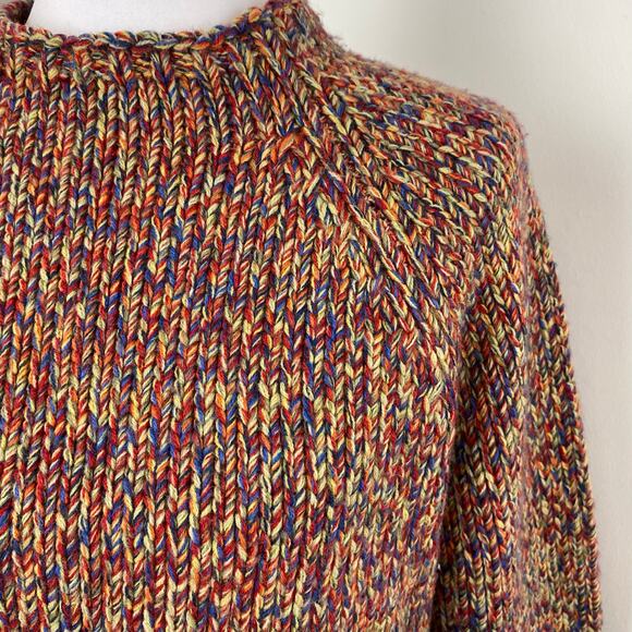 Vintage David Brooks Rainbow Marled Chunky Knit Mock Neck Sweater XL - Picture 2 of 6